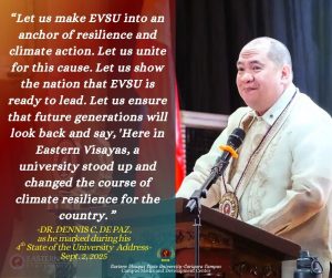 EVSU-CC Joins “One EVSU 2.0” Address, President De Paz Calls for Climate Resiliency Leadership